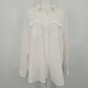 Express Casual White Button Down Shirt